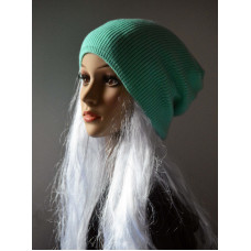 Knitted hat simple, green color